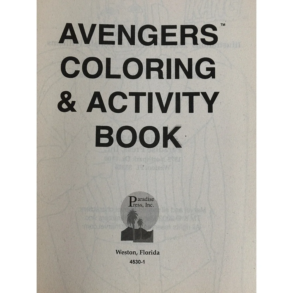 Marvel Avengers Coloring Activity Book 2002‎ Super Heroes Kids Fun Uncolored